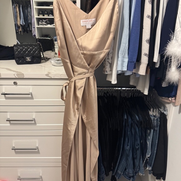 Cindy Matte Satin Dress - Gold Bridesmaids Dress - Picture 5 of 5